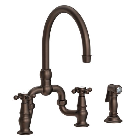 Newport Brass Kitchen Bridge Faucet With Side Spray in English Bronze 9460-07